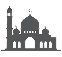 Islamic mosque silhouette with domes and minaret architecture building vector