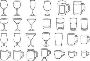 Various drinking vessels glass stein vector