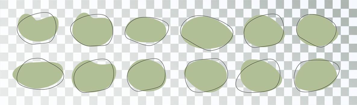 Abstract shape organic blob round blot form with outline circle. Collection of liquid drops. vector