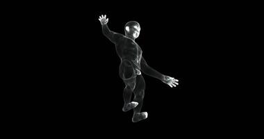 Hologram representation screen 3d of man in vitruvian position - loop video