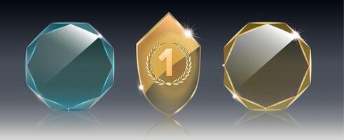 Realistic Blank Glass Trophy Award .Realistic 3D design. transparent object 10 eps. vector