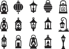 Lanterns lamps light sources lighting illumination vector