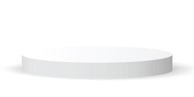 3d empty white round podium, modern pedestal and platform, stand stage, cylinder, round empty stages and podium stair template for product presentation, awards vector