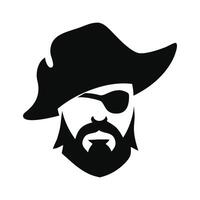 Pirate Face with Beard and Hat vector