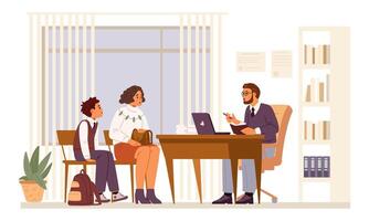 Family consultation in an office setting vector