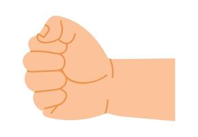Closed hand making fist gesture, expressing strength, unity, or resistance, isolated on white background, suitable for various concepts related to power, protest, or determination vector