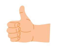 Cartoon hand displaying a thumbs up gesture, symbolizing support and positivity while expressing agreement, approval, or encouragement against a clean white background vector