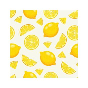 Seamless pattern featuring whole lemons and lemon slices, creating a vibrant citrus design on a light beige background, ideal for food themed projects, packaging, or summery decorations vector