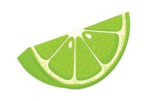 Freshly cut lime wedge, showcasing its vibrant green color, juicy texture, and the segmented flesh of the citrus fruit, ideal for adding a zesty touch to beverages and culinary creations vector