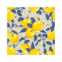 Pattern of lemons and white flowers vector