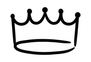Simple black and white illustration depicting a crown, representing monarchy, power, achievement, and victory, created with a charming, childlike aesthetic and minimalistic design vector
