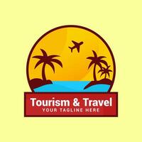 Tourism And Travel Logo on Summer Holiday Background vector