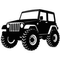 a silhouette of a rugged jeep with large tires and a raised body vector