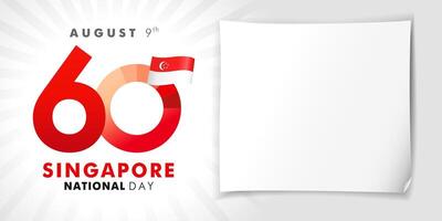60 years of Singapore National Day celebration poster with copy space. Greeting card template vector