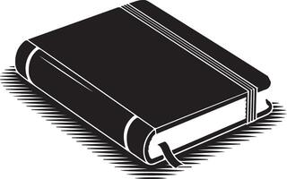 Black and white book illustration with bookmark and diagonal shading vector