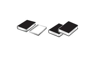 Black and White Books and Notebooks Illustration on White Background vector