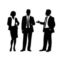 Silhouetted Business People in Suits Standing on White Background vector