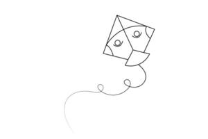 One line kite artwork in isolated minimal style with elegant and creative outline look vector