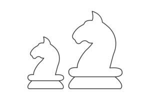 Elegant knight chess figure continuous one line minimalist drawing with isolated simple design vector