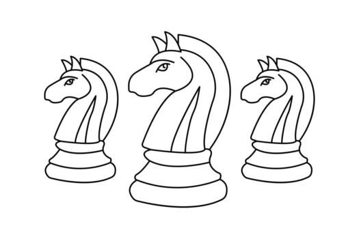 Elegant outline of chess knight drawn in a single continuous line with minimalist isolated style vector