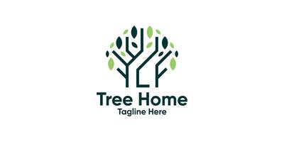 logo design tree and home,design greenhouse modern. vector