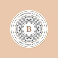 Ornamental Letter B Monogram Circle Frame Decorative Element vector