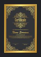 Golden Ornate Frame Certificate Design for Award or Achievement vector