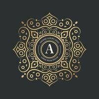 Elegant classic Monogram Logo in Gold and Green vector