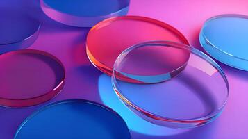 Colorful glass disks creating vibrant and modern abstract composition photo