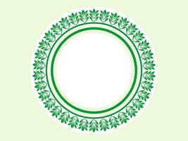 Serene Green Circular Frame Combining Nature Inspired Foliage with Intricate Mandala Patterns vector