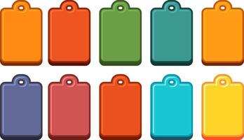 Vibrant Collection of Colorful Rounded Rectangular Tags with Punch Holes for Diverse Labeling Needs vector