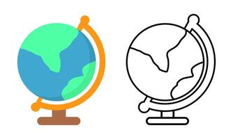 Set of Two Modern Globe Icons, One Colored and One Outline, for Global Education Concepts vector