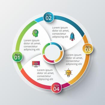 Infographic design template. Business concept with 4 options, parts, steps or processes. Can be used for workflow layout, diagram, number options, web design vector