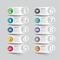 Infographic design template and marketing icons, Business concept with 10 options, parts, steps or processes. Can be used for workflow layout, diagram, number options, web design. vector