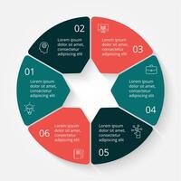 circle infographic. Template for cycle diagram, graph, presentation and round chart. Business concept with 6 options, parts, steps or processes vector