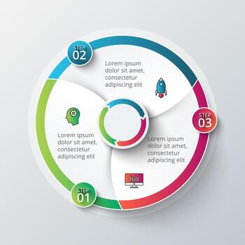 Infographic design template. Business concept with 3 options, parts, steps or processes. Can be used for workflow layout, diagram, number options, web design vector