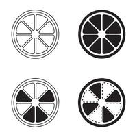 Simple Line Art Icons of Orange and Citrus Slices 4 Variations vector