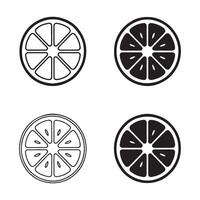 4 Variation Icons of Citrus and Orange Slices in Thin Line Art vector