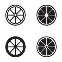Set of 4 Clean Black Outline Orange Slice Icons on White vector