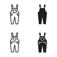 Set of Different Styles of Bib Overalls in Clean Line Art vector