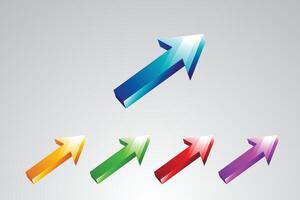 Stylish Colorful 3D Arrows Curved Glossy Gradient vector