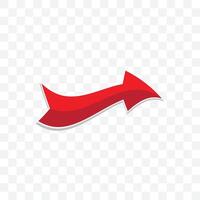 Curved Red Arrow Design Isolated on Transparent Layer vector