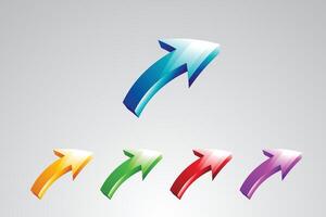 Glossy Arrow Logo Pack Gradient 3D Directional Symbols vector