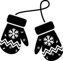A Pair of Cozy Winter Mittens with Snowflake and Reindeer Design for Festive Season icon solid style vector