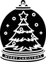 Merry Christmas Snow Globe Illustration Festive Holiday Tree Design icon solid style vector