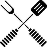 BBQ Utensils Crossed Design Grill Spatula Fork Icon. vector