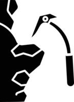 Ice Climbing Equipment Icon Illustration. A Striking Visual of an Ice Axe Embedded in Ice icon glyph style vector