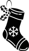 A Festive Christmas Stocking Design Illustration Featuring Holly and Snowflake icon solid style vector