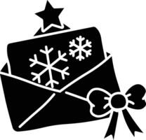 A Festive Holiday Greeting Card with Snowflakes and a Star, Tied with a Bow in a Cute Envelope Design icon solid style vector