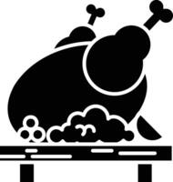Roasted Chicken on Wooden Board. A Simple Line Art Illustration of a Delicious Meal vector